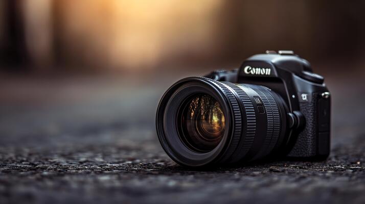 Canon Camera Is Laying On The Ground The Lens Is Open And The Camera Is Turned Off Free Photo